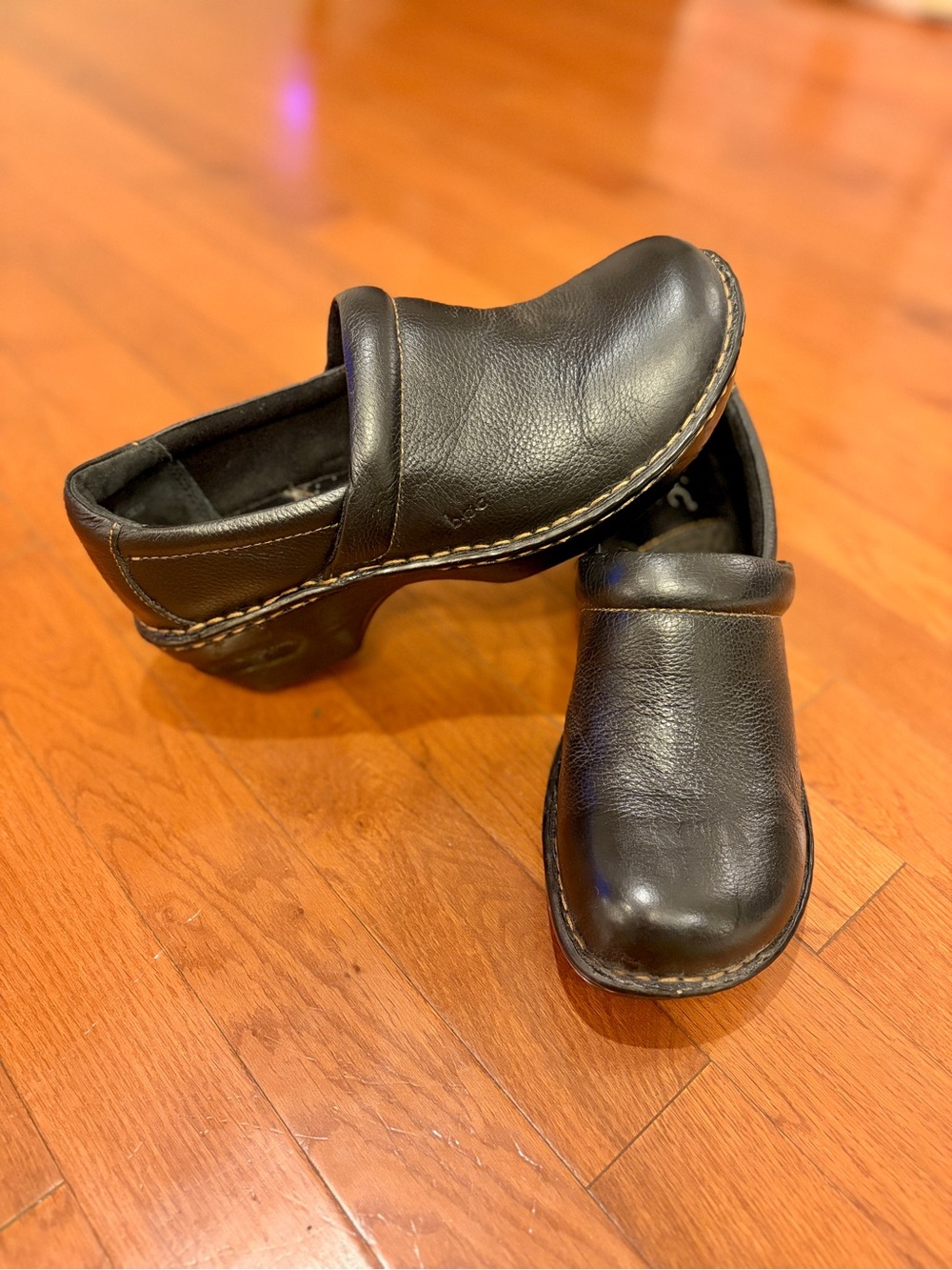B.O.C | Black Leather Slip-On Clogs size 8